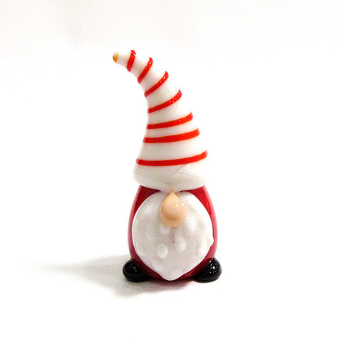 Gnome – figurine de père noël en verre faite à la main, de couleur rouge et verte, design de nains, accessoires de décoration pour le jardin féerique de la maison, ornements de noël ► Photo 1/6