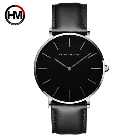 Montre-bracelet Quartz Movt Simple unisexe pour hommes, noir, Slim, marque de mode, Sport, étanche, décontracté ► Photo 1/6