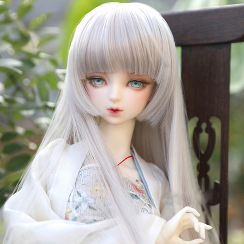 Perruque de poupée BJD, cheveux longs, gris argent, haute température, plusieurs couleurs, 1/3, 1/4, 1/6, 1/8 ► Photo 1/3