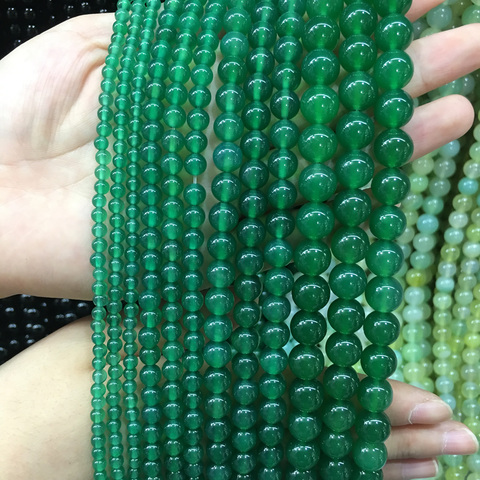 Perles rondes en pierre d'agate verte pour la fabrication de bijoux, 4/6/8/10/12mm ► Photo 1/6