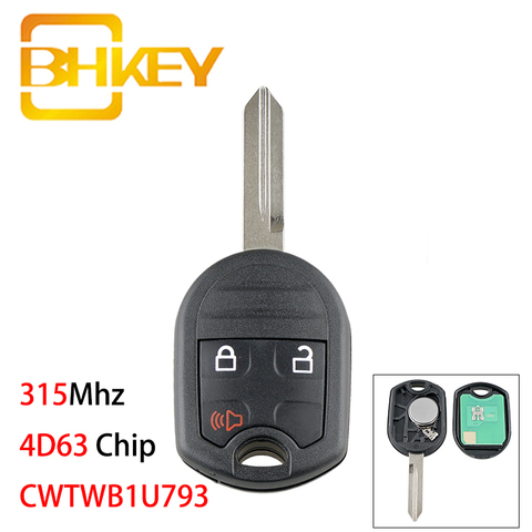BHKEY – clé télécommande intelligente à 3 boutons, 250 Mhz, 4D63, sans clé, pour voiture Ford F150 (350, 2004, 2005, 2006, 2007, 2010, 315) ► Photo 1/6