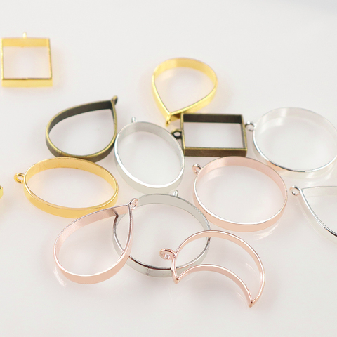 10 pièces en résine époxy UV Vintage, breloques, cadre métallique pour pendentif, fabrication de colliers, fourniture de bijoux, bricolage, bricolage, 10 pièces ► Photo 1/6