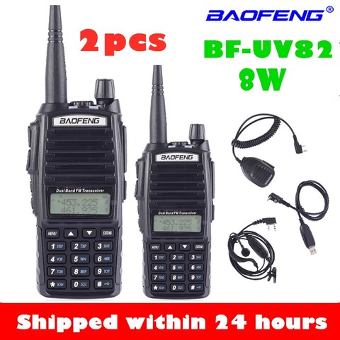 1 pièces/2 pièces BaoFeng UV-82 talkie-walkie 8 watts U/V Baofeng UV 82 casque talkie-walkie 10 KM Baofeng 8 W Radios uv 9r radio jambon ► Photo 1/6