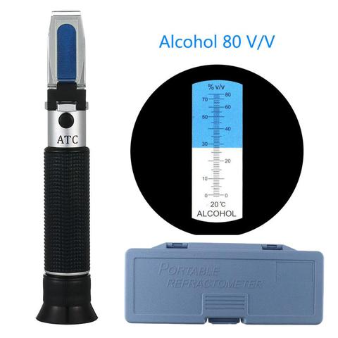 Testeur portatif de teneur en alcool de réfractomètre 0-80% V/V compteur de Concentration d'alcool de réfractomètre d'atc ► Photo 1/6