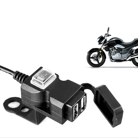 Adaptateur double USB 5V 1a/2,1 a pour moto, imperméable, chargeur de guidon pour téléphone portable, Port de prise 12V ► Photo 1/6