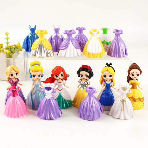 18 pièces princesse cendrillon Belle Alice neige blanche Ariel raiponce PVC figurines jouets poupées filles cadeaux ► Photo 1/6