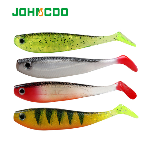 JOHNCOO leurre de pêche appât souple 4 pièces 115mm 11.4g Silicone ver Silicone Wobbler alose appâts bar brochet méné nageur leurre ► Photo 1/6