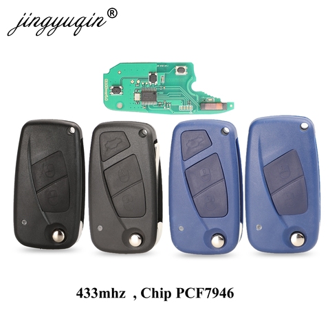 Jingyuqin 2 / 3 boutons retourner à distance clé Delphi système 433mhz pour FIAt 500 Punto Ducato Stilo Panda Bravo clé ID46 PCF7946 / 7941 puce ► Photo 1/4