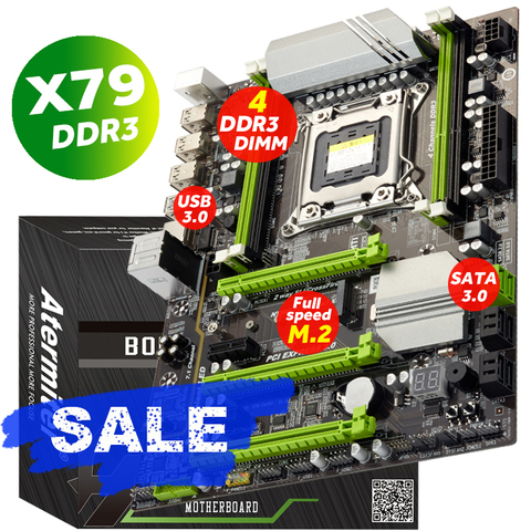 Atermiter – carte mère X79 Turbo, composant pc, compatible avec processeurs Xeon E5, socket lga 2011, ATX, usb 3.0, sata 3, PCI-E, NVME, M.2 SSD, mémoire REG ECC, 2011 ► Photo 1/6