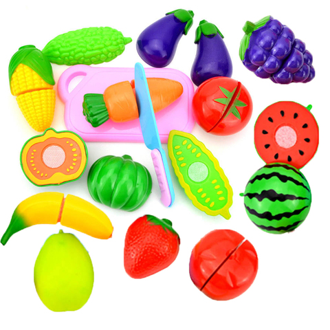 Ensemble de petits jouets pour enfants, fruits et légumes frais, jouet de coupe, Simulation de cuisine drôle, costume d'apprentissage des aliments, cadeaux éducatifs précoces ► Photo 1/6