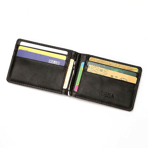 RFID – porte-cartes de crédit en cuir pour hommes, mince, pliable, pince à billets, pochette avant ► Photo 1/6