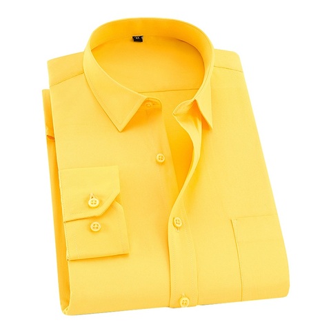 DAVYDAISY-chemise pour hommes, 8xl et 7xl, manches longues, pour le Business décontracté, sergé blanc et jaune, chemises formelles de marque, douces, DS275 ► Photo 1/5