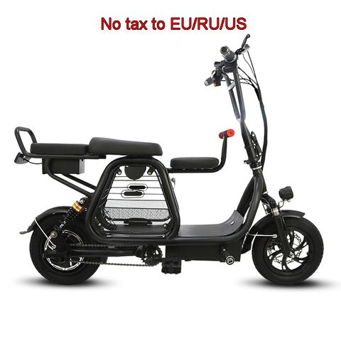 Vélo électrique pliable à trois places, batterie au lithium de 12 pouces, avec panier pour animaux domestiques, scooter à deux roues pour adultes ► Photo 1/6