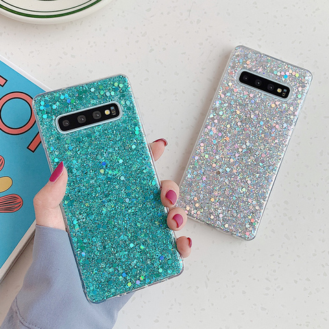 SUYACS – Coque de téléphone à paillettes, étui souple en époxy pour Samsung Galaxy S21 S20 S10 S8 S9 Plus A51 A71 A21S Note 10 Pro ► Photo 1/6