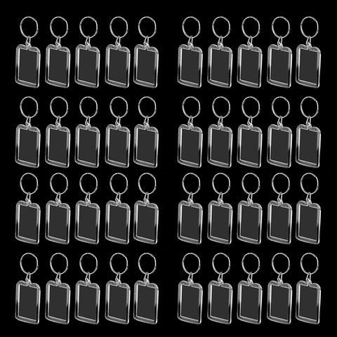 40 pièces acrylique Photo porte-clés cadres personnalisés Snap in insérer clair blanc bricolage cadres Photo porte-clés bijoux de mode ► Photo 1/6