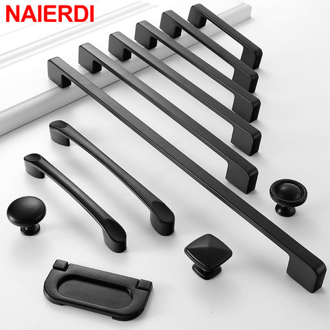 NAIERDI – poignées de meuble longues noires, Style américain, pour placard de cuisine, tiroirs ► Photo 1/6