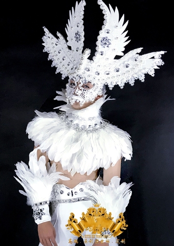 Costume de déesse de dieu pour homme, plumes blanches, ange, luxe, mystérieux, garçon, fête d'halloween, cosplay, costume de danse ► Photo 1/5