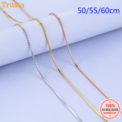 Trustdavis véritable 100% 925 en argent Sterling boîte à bijoux chaîne clavicule chaîne longue collier pour femmes argent 925 bijoux DC14 ► Photo 1/6