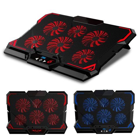 Refroidisseur pour ordinateur Portable de jeu, Six ventilateurs, Pad de refroidissement silencieux LED tactile, support pour ordinateur Portable réglable ► Photo 1/6