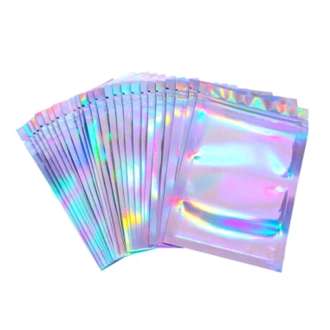 Sacs de rangement holographiques transparents à fermeture éclair, 100 pièces, sac de rangement holographique pour cadeau de noël, chaussettes, Lingerie Sexy, gant, cosmétiques ► Photo 1/6