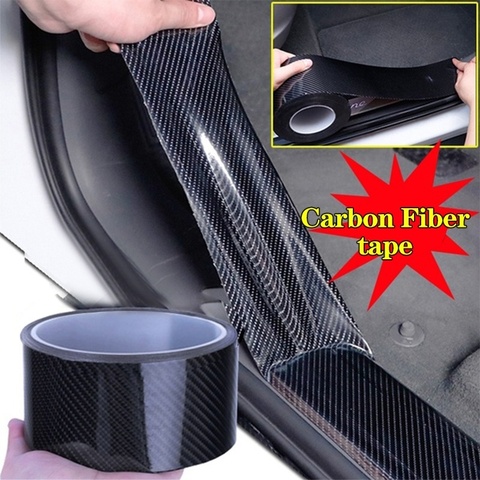 Fibre de carbone voiture autocollant bricolage pâte bande de Protection Auto porte seuil côté miroir anti-rayures bande étanche Protection Film ► Photo 1/6