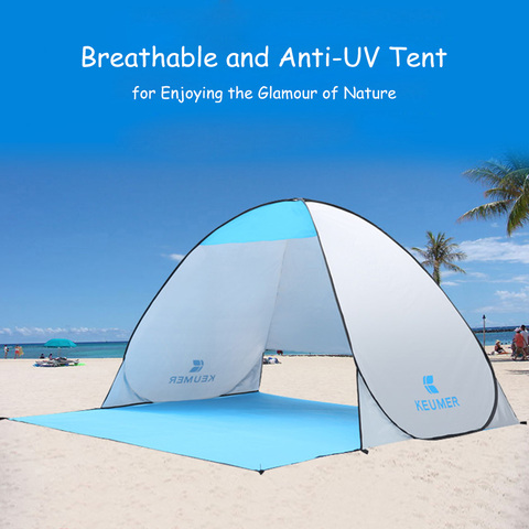 KEUMER automatique Camping tente bateau de RU plage tente 2 personnes tente instantanée Pop Up ouvert anti-uv auvent tentes extérieur abri solaire ► Photo 1/6