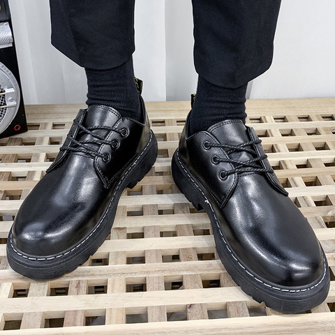 Chaussures Oxford respirantes pour hommes, chaussures plates à la mode en cuir à fond épais, chaussures de travail décontractées, grande taille, 2022 ► Photo 1/6