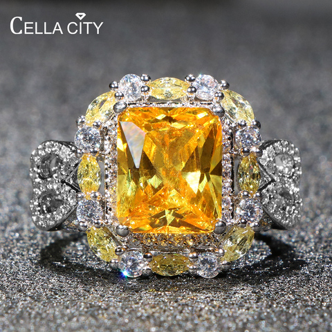 Cellacity Geometry Silver 925 Rings for Women Fine Jewelry with Color Gemstones Citrine Pink Crystal Female Anniversary Ring ► Photo 1/6