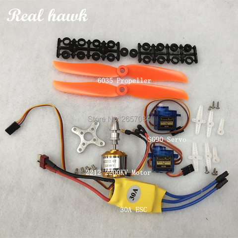 Moteur sans balais A2212 2212 2200KV 30A ESC, support de moteur 6035 hélice SG90 9G Micro Servo pour avion à aile fixe RC hélicoptère ► Photo 1/6