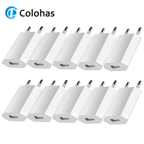 Lot de 10 câbles USB type-c pour recharge murale et voyage, prise ue/USA pour iPhone XS/MAX/XR/X/8/7/6/Plus/5s/SE ► Photo 1/6