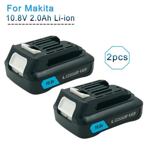 Batterie Li-ion Rechargeable de remplacement, 10.8V 12V Max 2.0Ah, pour Makita BL1040B BL1015 BL1020B BL1041 BL1016 DF031D TD110D, 2 pièces ► Photo 1/6