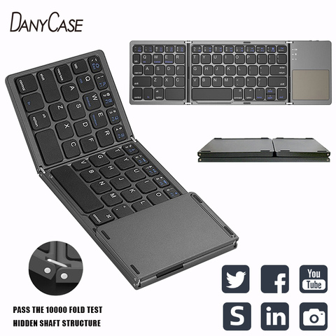 Mini clavier pliant pavé tactile Bluetooth 3.0 pliable sans fil clavier pour Windows,Android,ios tablette ipad téléphone ► Photo 1/6