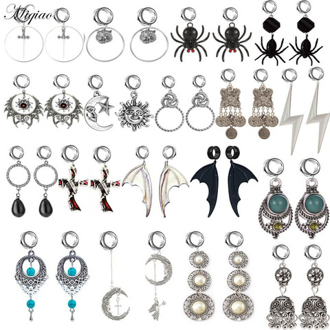 Miqiao – boucles d'oreilles en acier inoxydable, 1 paire, jauges de chauve-souris, bouchons d'oreilles, triangle, tunnel, civière, extenseur, Piercing corporel, bijoux ► Photo 1/6