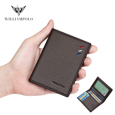 WILLIAMPOLO-portefeuille Vintage pour hommes, petit porte-cartes de crédit, portefeuille de luxe avec boîte cadeau, PL205260, nouveauté 2022 ► Photo 1/6