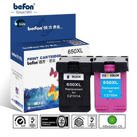 Befon remise à neuf 650XL cartouche d'encre de remplacement pour HP 650 HP650 XL pour Deskjet 1015 1515 2515 2545 2645 3515 4645 imprimante ► Photo 1/5