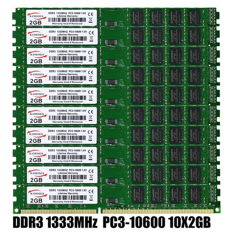 10pcs X 2 go ddr3 1333mhz DIMM 240 broches RAM 1.5v non ECC ► Photo 1/2