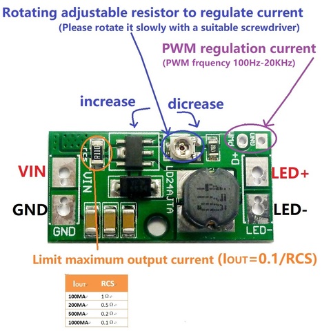DC 9V 12V 18V 24V 20W réglable LED pilote PWM contrôleur DC-DC abaisseur convertisseur de courant Constant ► Photo 1/6