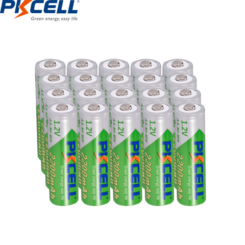 20 pièces PKCELL 1.2v aa batterie 2200mah batterie Rechargeable AA NIMH batteries rechargeables pour jouets de caméra ► Photo 1/4