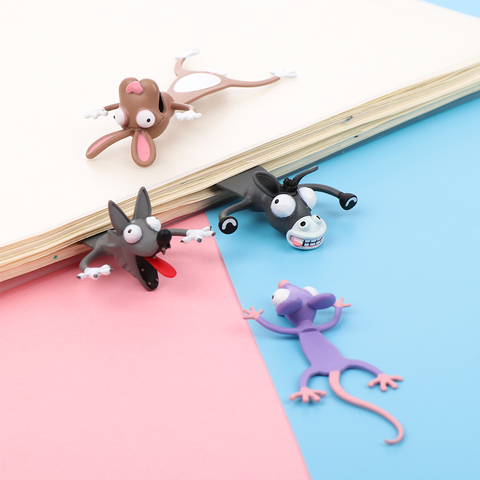 Mode 3D stéréo dessin animé marqueur animaux signets mignon chat PVC matériel drôle étudiant école papeterie enfants cadeau signet ► Photo 1/6