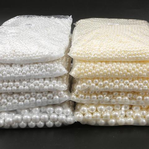 2/3/4/5/6/8/10/12/14/16/18MM pas de trou blanc/ivoire acrylique perles d'imitation ABS pour Nail Arts bricolage artisanat Scrapbook décoration ► Photo 1/6