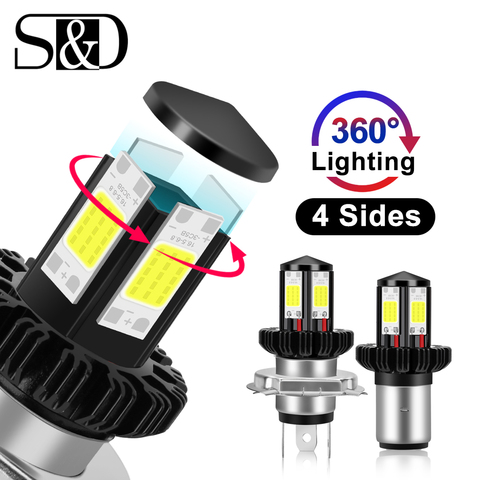 Ampoules pour phares de motos, feux de route et de route, Kit de Conversion pour motos, H6, BA20D, H4 LED, phare LED, lampes LED, 1200lm, 6000K ► Photo 1/6