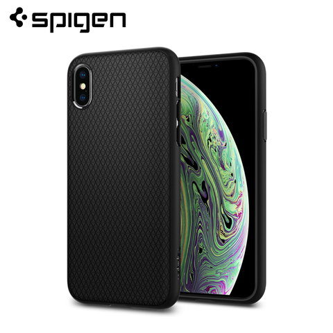 Spigen – coque de protection Anti-glissante pour iPhone, noir mat, armure à Air liquide, pour modèles XS, X, XR, XS Max ► Photo 1/6