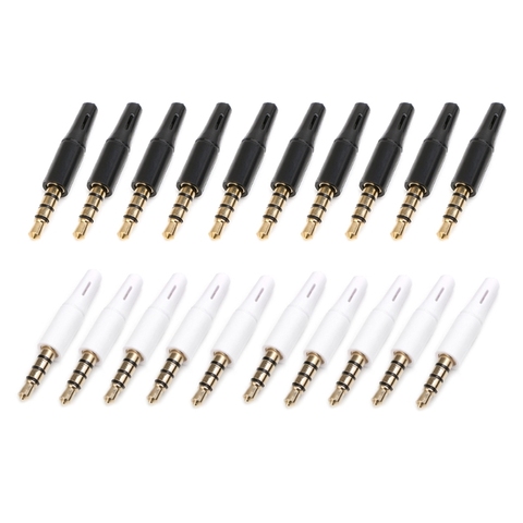 10 pièces nouveau 3.5mm casque stéréo prise Jack prise 2.5mm 4 pôles 3.5 Audio prise Jack adaptateur connecteur pour Iphone blanc et noir ► Photo 1/6