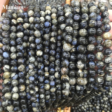 Mamiam – perles en opale grise naturelle, 6mm, 8mm, 10mm, pierre ronde lisse et ample, pour fabrication de Bracelet, collier, bijoux, conception de cadeau en pierre précieuse ► Photo 1/1