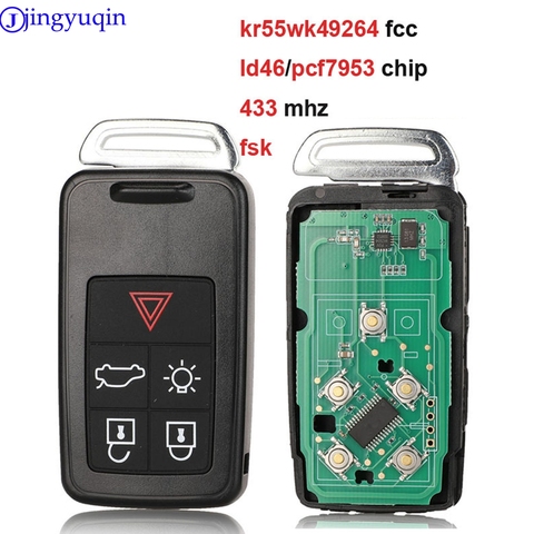 Jingyuqin – clé télécommande intelligente à 5 boutons, 434Mhz, transpondeur ID46, lame non coupée, pour voiture Volvo XC60 S60 S60L V40 V60 S80 XC70 KYDZ ► Photo 1/6