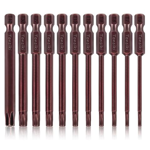 11 pièces S2 embout de tournevis en acier 75mm de Long magnétique Hex Torx tête tournevis Bit barre outil à main ► Photo 1/6