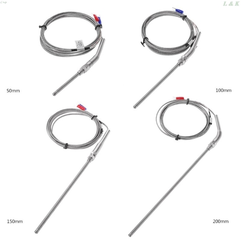 2m K Type sonde de Thermocouple 50mm/100mm/150mm/200mm acier inoxydable Thermocouple 0-400C capteur de température l29k ► Photo 1/6