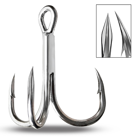 Hameçon de pêche en acier à haute teneur en carbone, triple hameçon renversé, matériel pour pêcher le bar en eau salée, 10 pièces, 2 #4 #6 #8 #10 # ► Photo 1/6