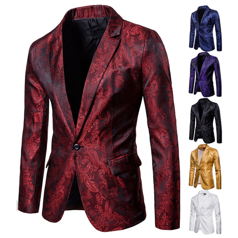 Costume de Banquet pour homme, costume de mariage, costume de fête, Bar, boîte de nuit, Blazer, hauts lumineux, costume Paisley, à la mode ► Photo 1/6