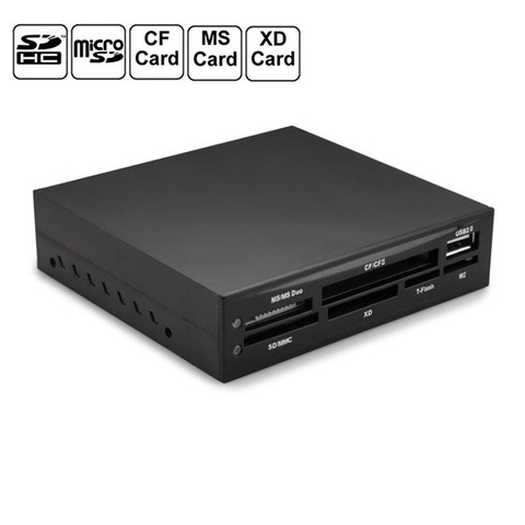 Lecteur de cartes mémoire Flash, USB 2.0, 3.5 pouces, LED, panneau avant, SDHC, Micro SD, MMC, CF, XD, TF, avec Port USB Hub ► Photo 1/6